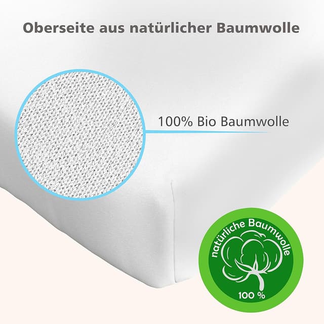 Detalle de WhizProducts wasserdichtes Spannbettlaken mit integriertem Matratzenschoner (89 x 50 cm) für Babybay Maxi, Midi, Comfort & Comfort Plus