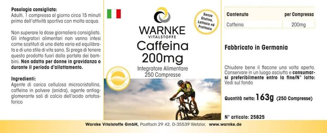 Thumbnail 5 de Warnke Vitalstoffe Caffeina pura 200 mg in compresse 250 vegane đź’Š