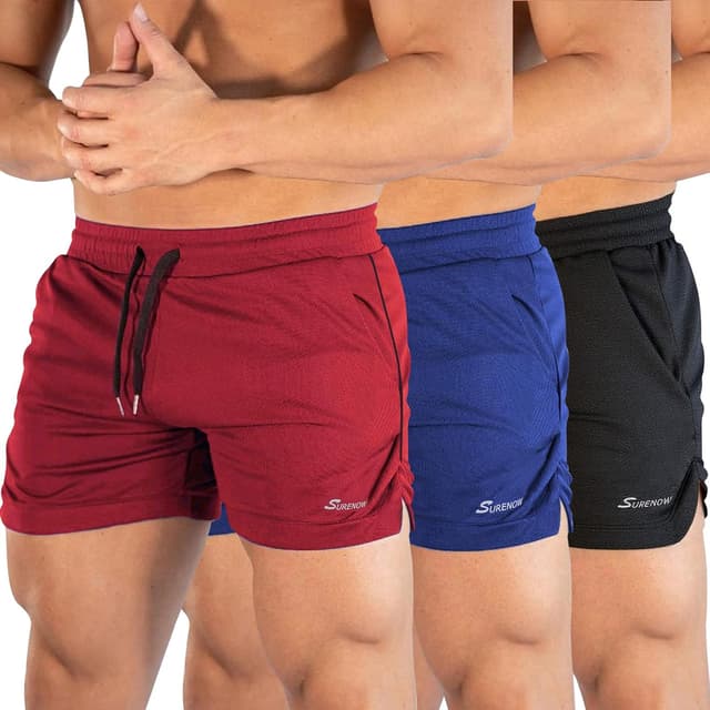 Thumbnail 6 de Surenow 3-Pack Mens Running/Gym Shorts (Quick-Dry, 3-Inch) with Pockets