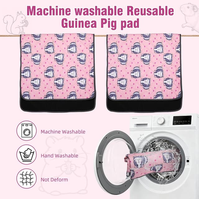 Detalle de HOZKUY 2-Pack Guinea Pig Cage Liners & Bedding 28"x36" washable pee pads with leakproof, non-slip backing