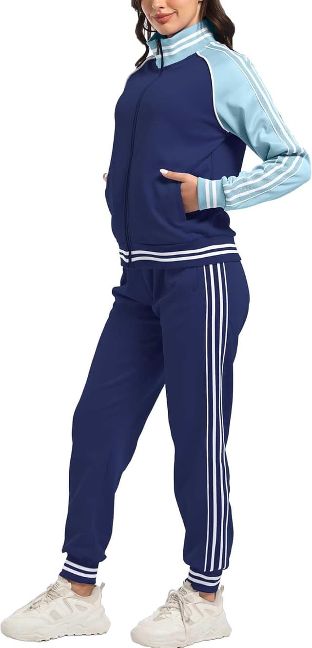 Thumbnail 6 de ANOTWENER Damen Trainingsanzug-Set mit Streifen (2-teilig, mit Taschen) S–XXL