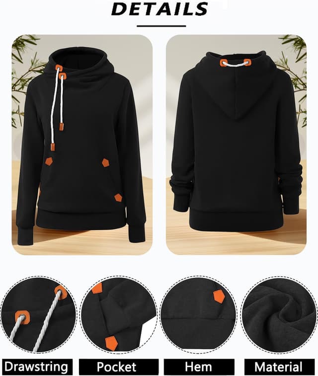 Detalle 2 de Cindeyar Women’s Oversized Hoodie with Pockets – long-sleeve fleece-lined pullover