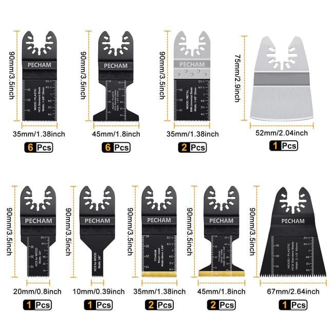 Thumbnail 3 de PECHAM 128PCS Titanium & Japanese Tooth saw blades for multi-tool 🪚