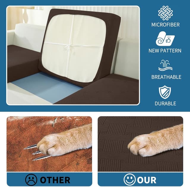 Detalle de Ystyle Copriseduta divano elasticizzato 1 posto in caffè scuro, copricuscini per protezione e look rinnovato