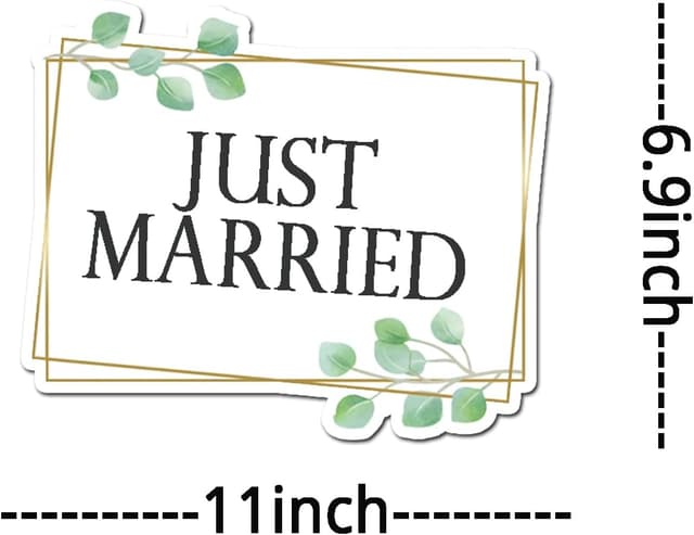 Thumbnail 1 de Just Married Car Magnets 11x6.9in