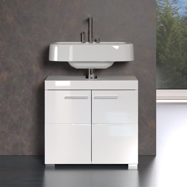 Detalle 2 de trendteam smart living Amanda Waschbeckenunterschrank in Weiß/Weiß Hochglanz (60 x 56 x 34 cm)