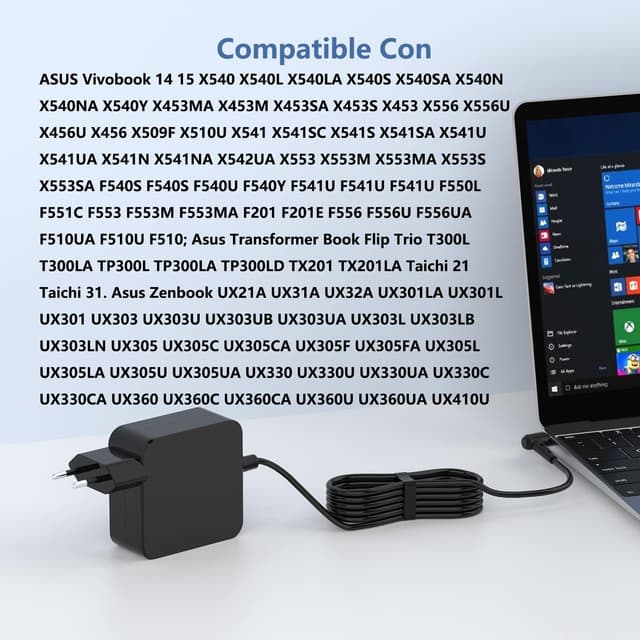Thumbnail 3 de Cargador 45W compatible con ASUS VivoBook 19V 2.37A