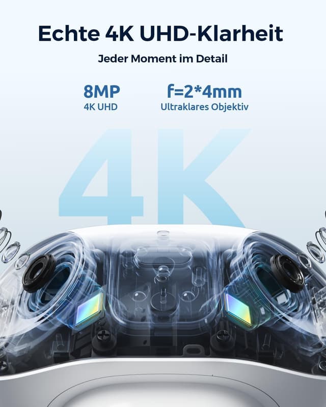 Detalle de Reolink Argus 4 Pro Solar Überwachungskamera (2er-Set) mit Home Hub, 4K ColorX-Nachtsicht & 180°-Weitwinkel