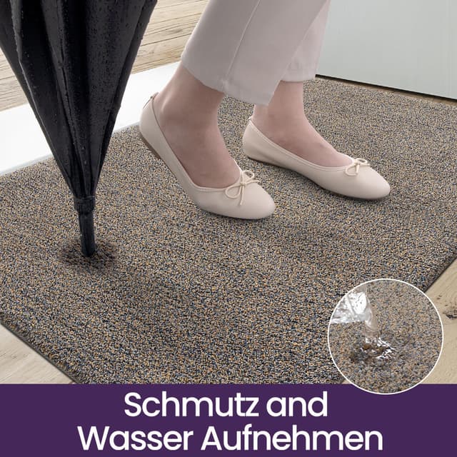Detalle 2 de DEXI DEXI Fußmatte Innen 80 x 120 cm – rutschfeste Schmutzfangmatte für Eingang, Flur & Haustür (braun-blau)