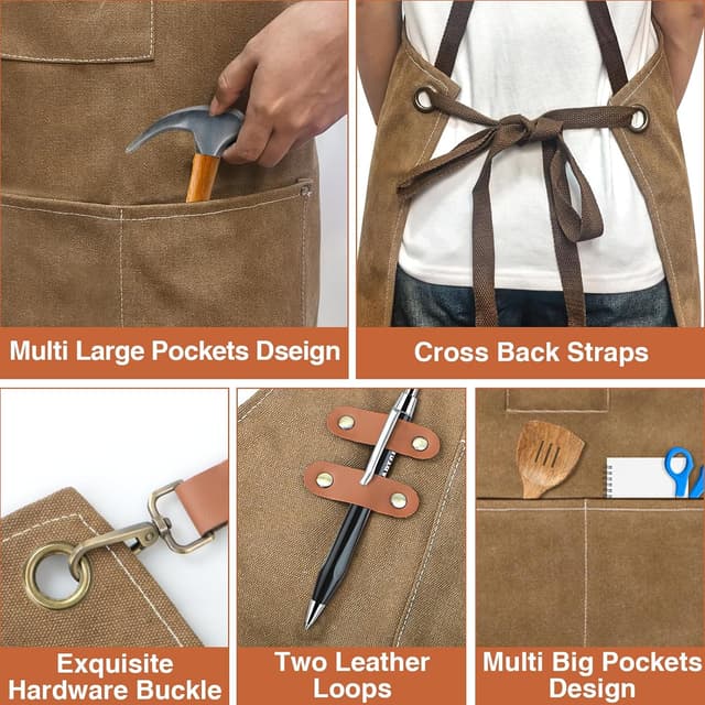 Thumbnail 3 de lompyeu Delantal de Cocina impermeable con 3 bolsillos