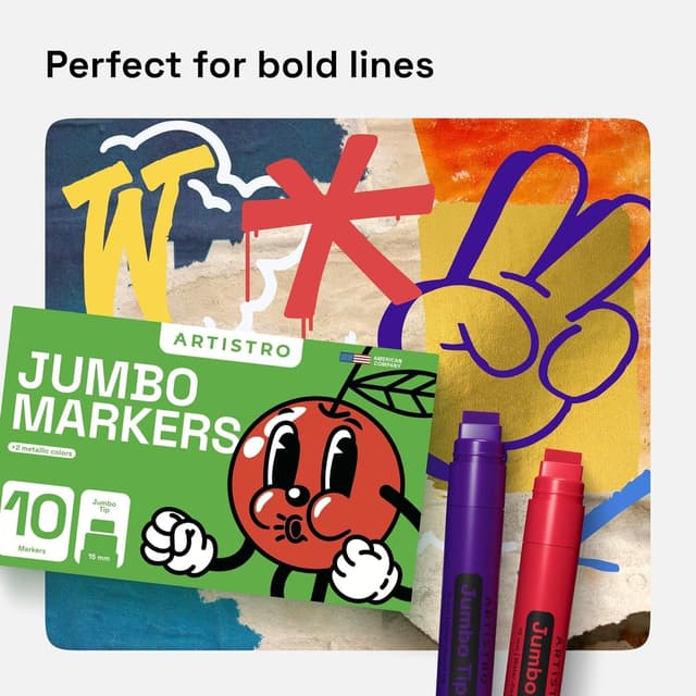 Detalle 2 de ARTISTRO Jumbo Poster Markers Set with 15mm Acrylic Jumbo Tip (10 colours + black & white)