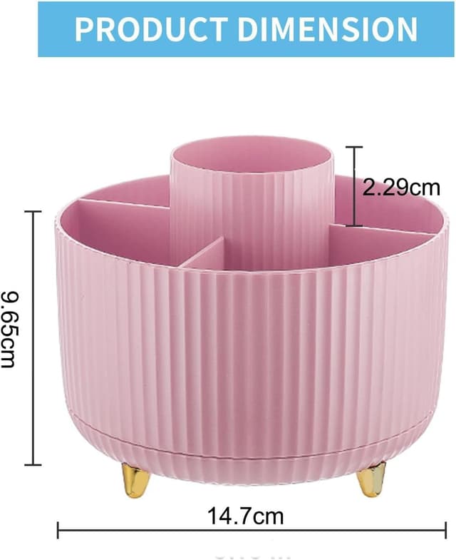 Detalle de Marbrasse Organizer Scrivania girevole a 360° con 5 scomparti per matite (rosa)