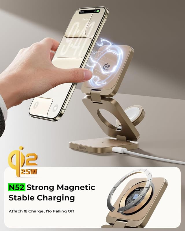 Thumbnail 6 de LULULOOK Station de charge magnétique 3 en 1 Qi2.2 25 W (iPhone, Apple Watch, AirPods)