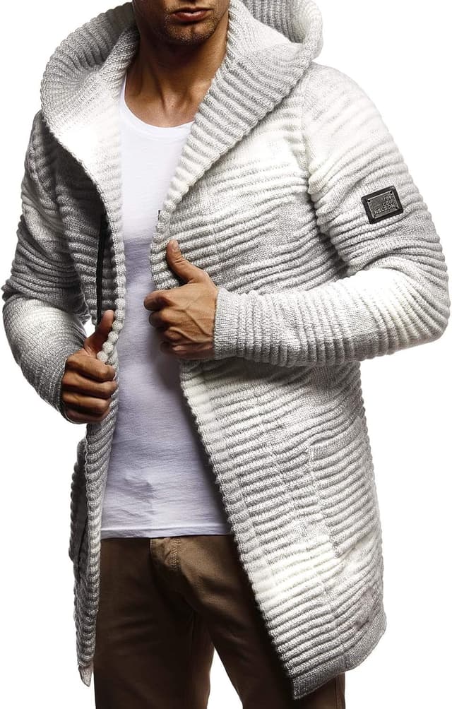 Detalle de Leif Nelson Veste en tricot à capuche pour homme LN5715