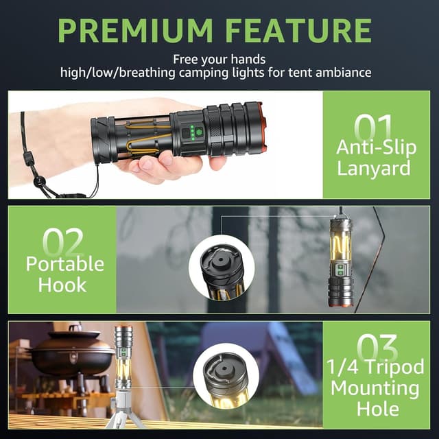 Thumbnail 6 de Sogdeco rechargeable LED torch with zoom, 11 modes and camping light (up to 1,000,000 lumens)