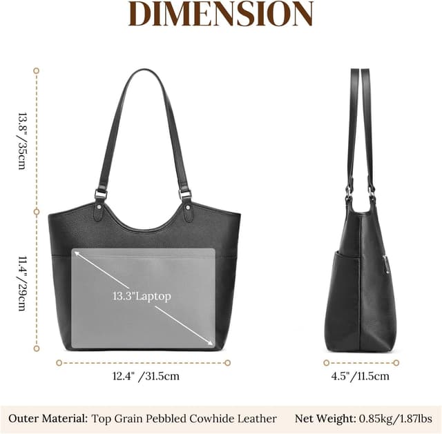 Detalle 1 de S-ZONE leather tote bag 12.4 in