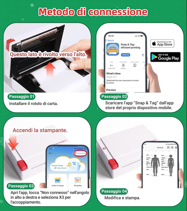 Thumbnail 5 de ORGBRO X3 stampante termica Bluetooth 300 DPI per etichette e foto