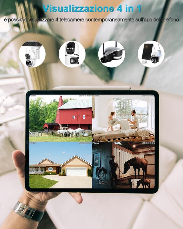 Detalle de GENBOLT Telecamera Wi‑Fi per interni con doppio obiettivo 360° e rilevamento umanoide/animali