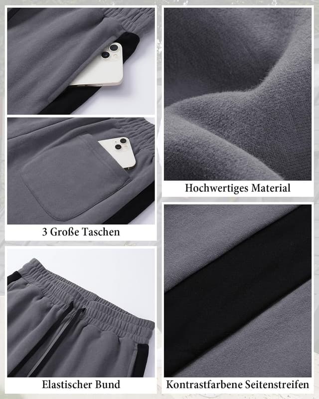 Detalle de HMIYA Jogginghose Herren aus Baumwolle mit Taschen und Seitenstreifen