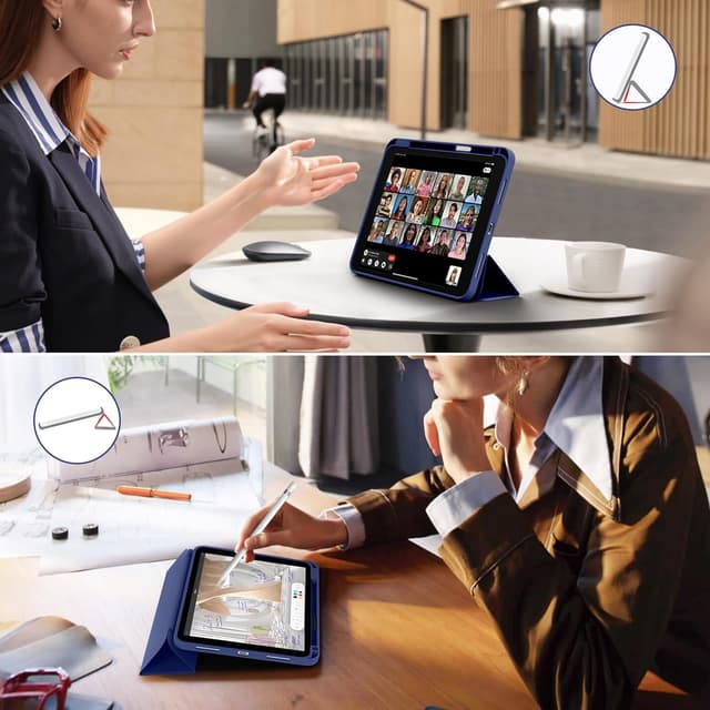 Thumbnail 6 de CACOE Hülle für iPad A16 (11. Generation 2025) & iPad 10 (10,9 Zoll) mit Stifthalter – Navy blau