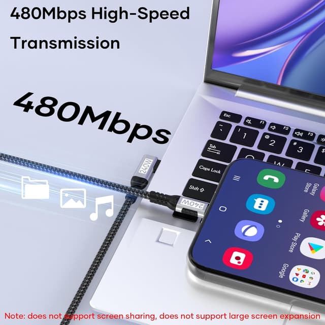 Detalle de woednx USB-C to USB-C 5M 240W cable