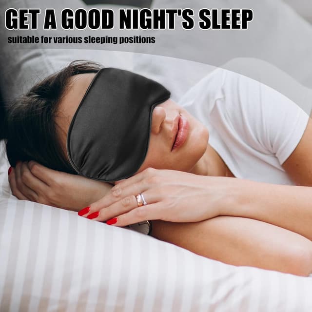 Detalle 2 de Lanjue 2er-Set Seiden-Schlafmasken für Damen und Herren – lichtblockierend, verstellbares Gummiband