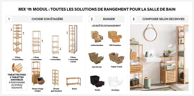 Thumbnail 4 de 5five Mix n modul 15x31cm cesta de bambú 🧺