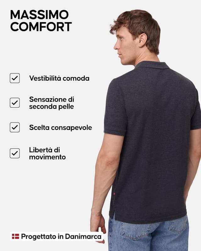 Detalle de DANISH ENDURANCE polo uomo in cotone biologico premium a manica corta