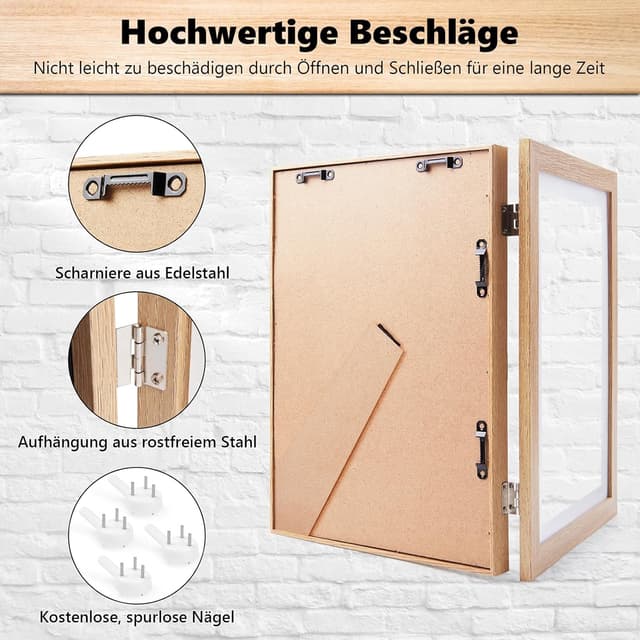 Detalle 2 de Kromapolis lot de 4 cadres photo A4 en MDF pour dessin d’enfant, couleur bois (collage)