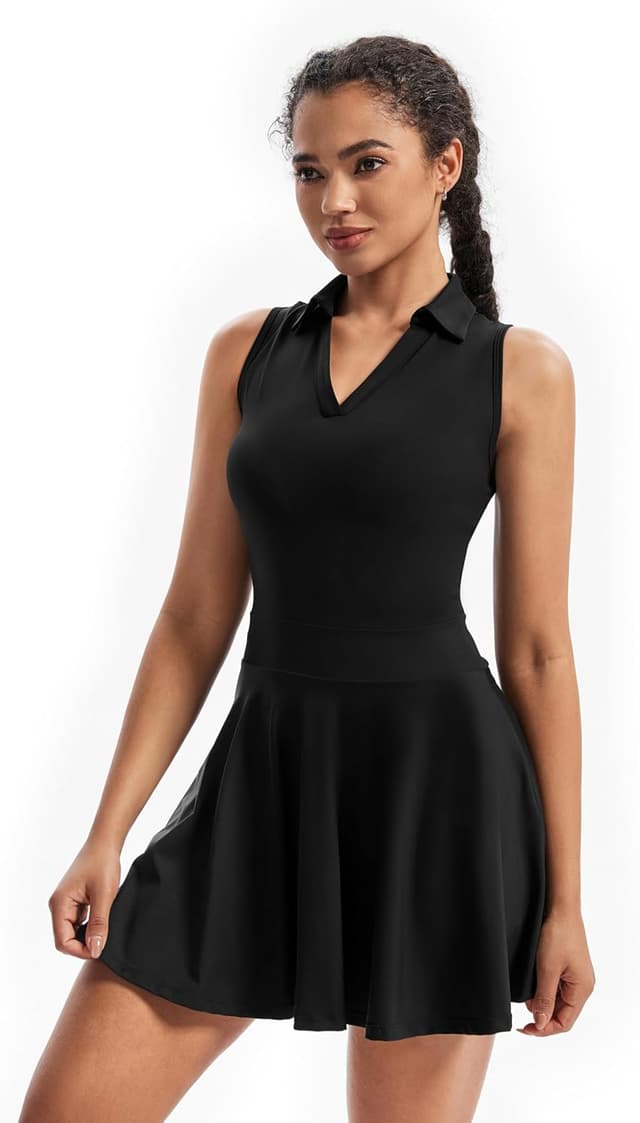 Detalle de Cute Golf Tennis Dress Workout Dress Set with Shorts Pockets (2-Piece)