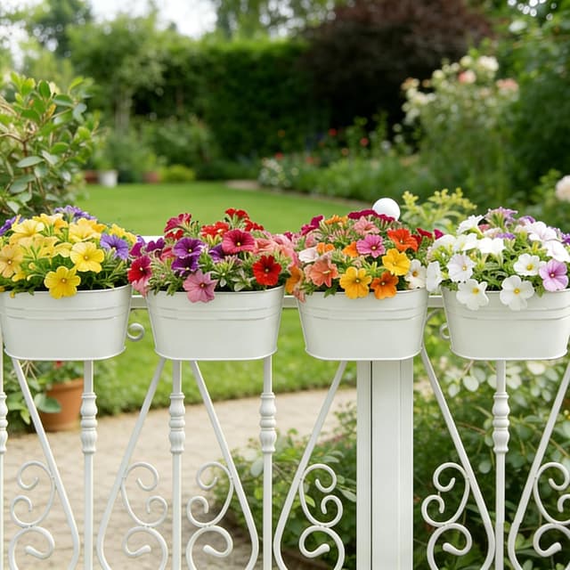 Thumbnail 6 de RIOGOO set da 4 vasi da fiori in ferro con gancio staccabile (bianco)