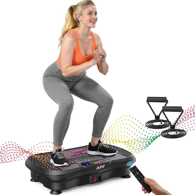 Detalle de AXV Vibrating Exercise Plate for Full-Body Fitness (with Remote Control & Resistance Bands)