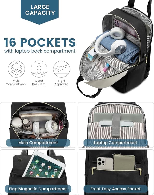 Detalle de LOVEVOOK Laptop Rucksack 15,6 Zoll für Damen