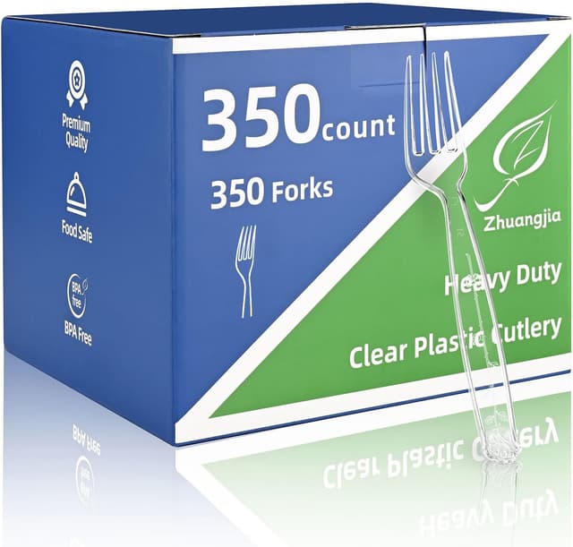 Detalle de 350-Count Clear Extra Heavy-Duty Plastic Forks (BPA-Free), Disposable Party & Everyday Forks