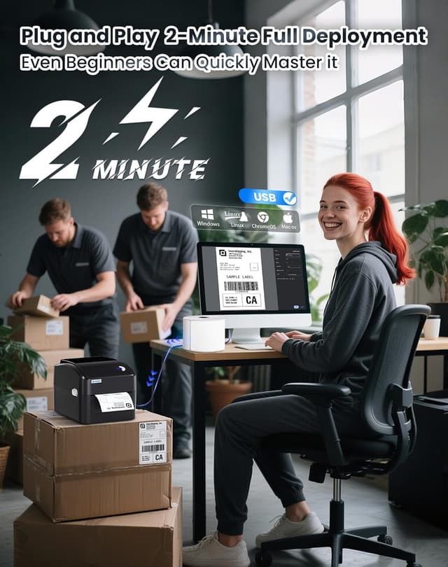 Detalle 2 de vretti USB Thermal Label Printer for Shipping 4x6