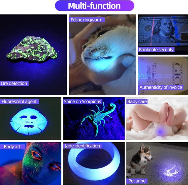 Thumbnail 6 de DARKDAWN Torcia UV 365 nm ricaricabile USB-C, lampada di Wood portatile con zoom e clip