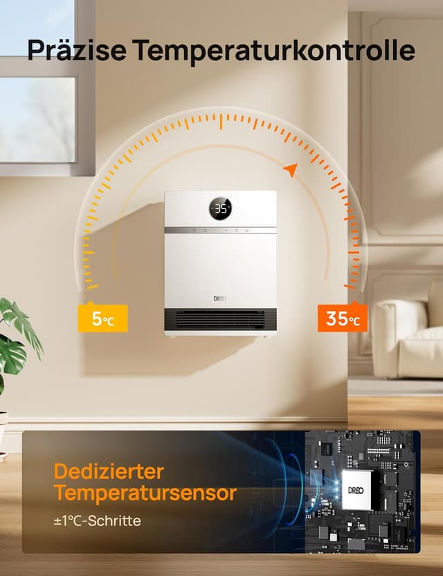 Detalle 2 de Dreo Smart Wandkonvektor 2000 W mit Alexa