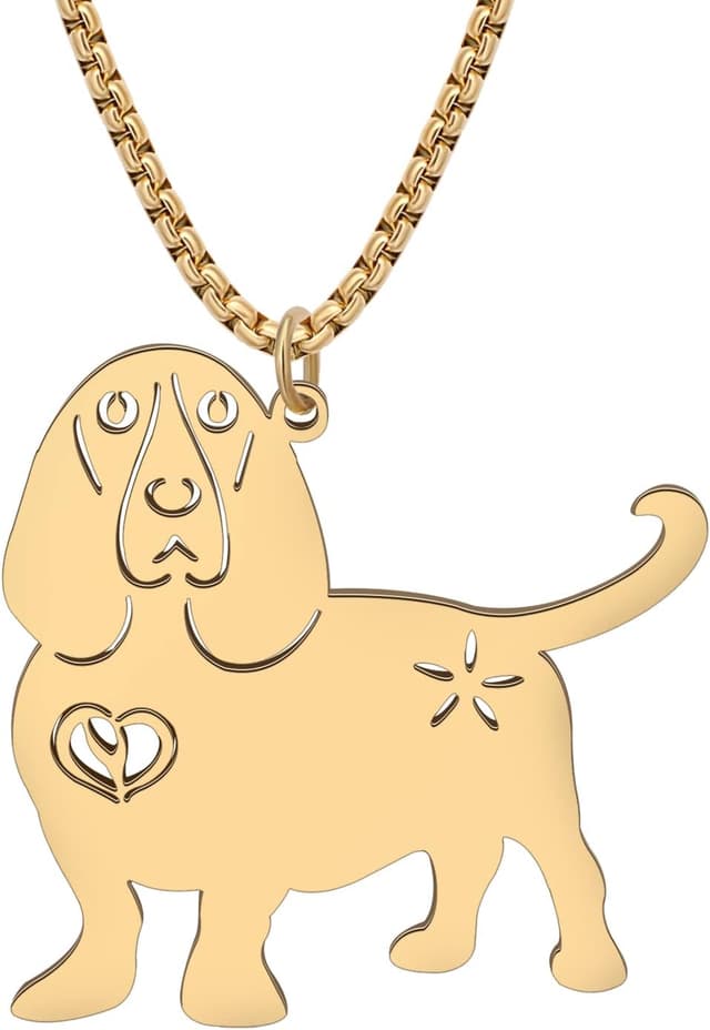 Detalle de BAMAY Edelstahl-Halskette mit Welpe-Anhänger – niedlicher Hundeschmuck für Damen & Mädchen