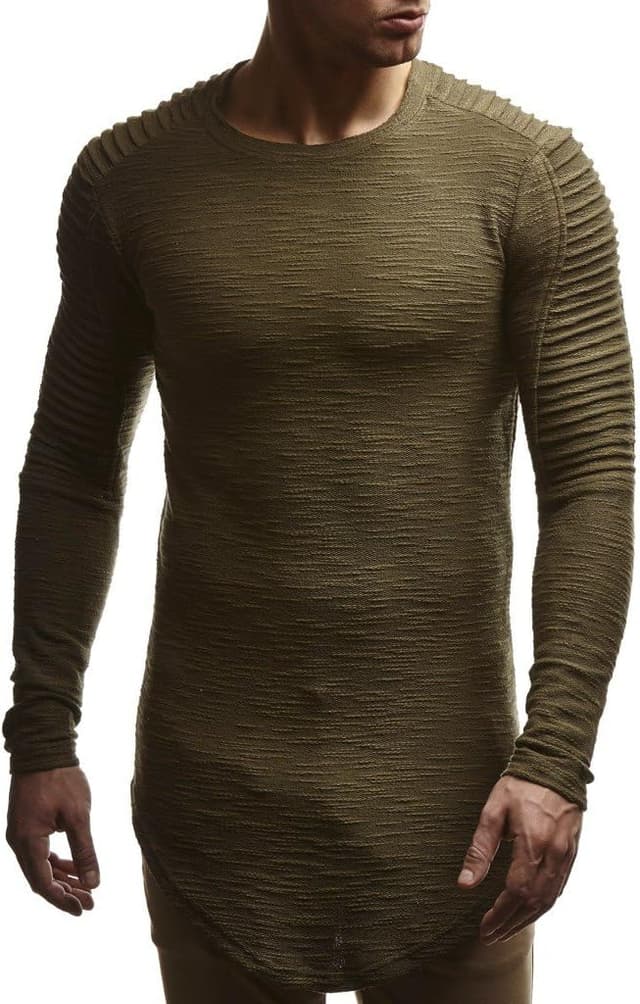 Detalle de Leif Nelson LN6326 : hoodie sweat manches longues à col rond pour homme