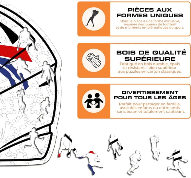 Thumbnail 6 de Iconic Puzzles Casque Buffalo Bills en bois sous licence officielle NFL (taille S, 150 pièces)
