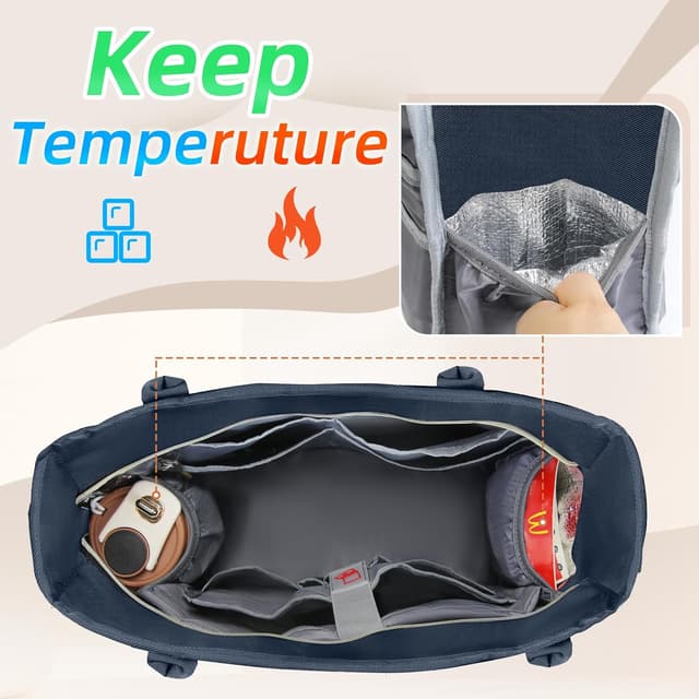 Detalle de RAINSMORE 15.6-inch Laptop Tote Bag for Women with Insulated Pockets & Luggage Strap