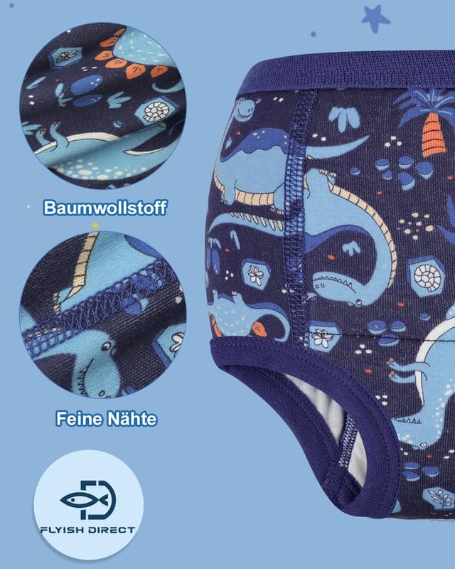 Detalle de FLYISH Direct Trainingshose für Jungen – saugfähige 6-Lagen Töpfchen-Training-Unterwäsche (Baumwolle) für Kinder