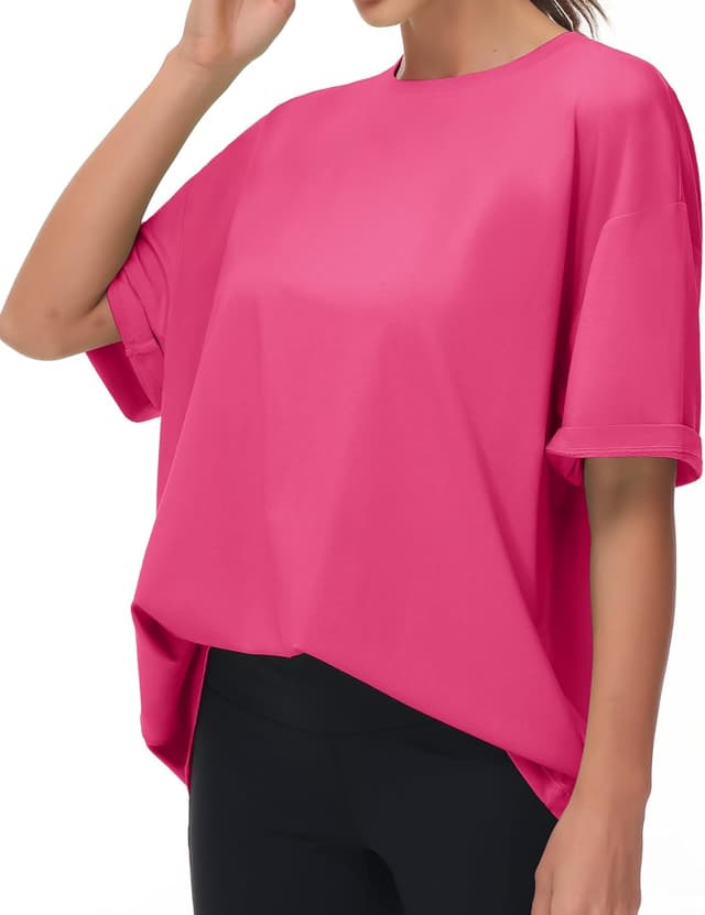 Detalle 2 de THE GYM PEOPLE T-Shirt oversize da donna in tessuto traspirante con spalla bassa