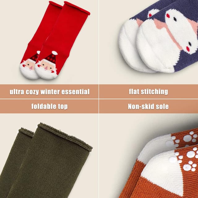 Detalle 2 de Baby Non Slip Socks Thick Winter Warm Socks with Grips Multipack (6 pairs)