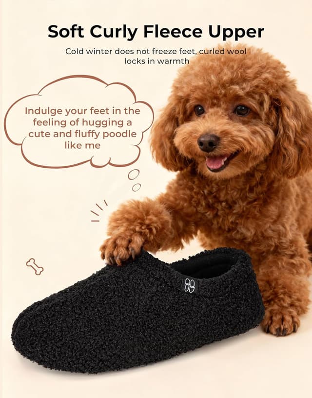 Detalle 2 de HomeTop Fuzzy Curly Fur Memory Foam Loafers 1️⃣