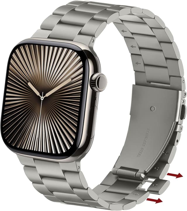 Detalle de Anlinser Metal Straps replacement band for Apple Watch (Titanium) 42mm/41mm/40mm/38mm – tool-free adjust fit