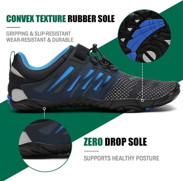 Detalle de SAGUARO Chaussures barefoot minimalistes homme à 5 doigts – semelle zéro drop, respirantes et antidérapantes (GR.36-48)