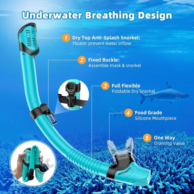 Detalle de Honlanor Snorkel set 180° panoramic mask