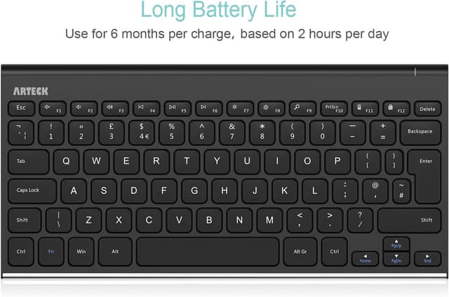 Thumbnail 4 de Arteck 2.4G Wireless Stainless Steel Keyboard 6‑Month Battery ⌨