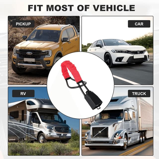 Detalle de Steering Wheel Lock to Seat Belt with 3 Keys – Red Car Lock Anti-Theft Device for Cars, SUVs, Vans & Trucks